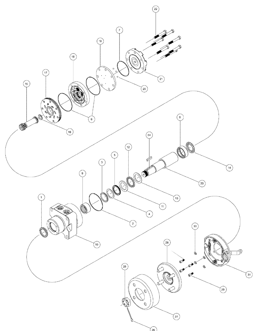 Wheel Motors (White) Diagram and Parts List for RECON48 53AH8ST3050-23HP Cub Cadet Lawn Tractor